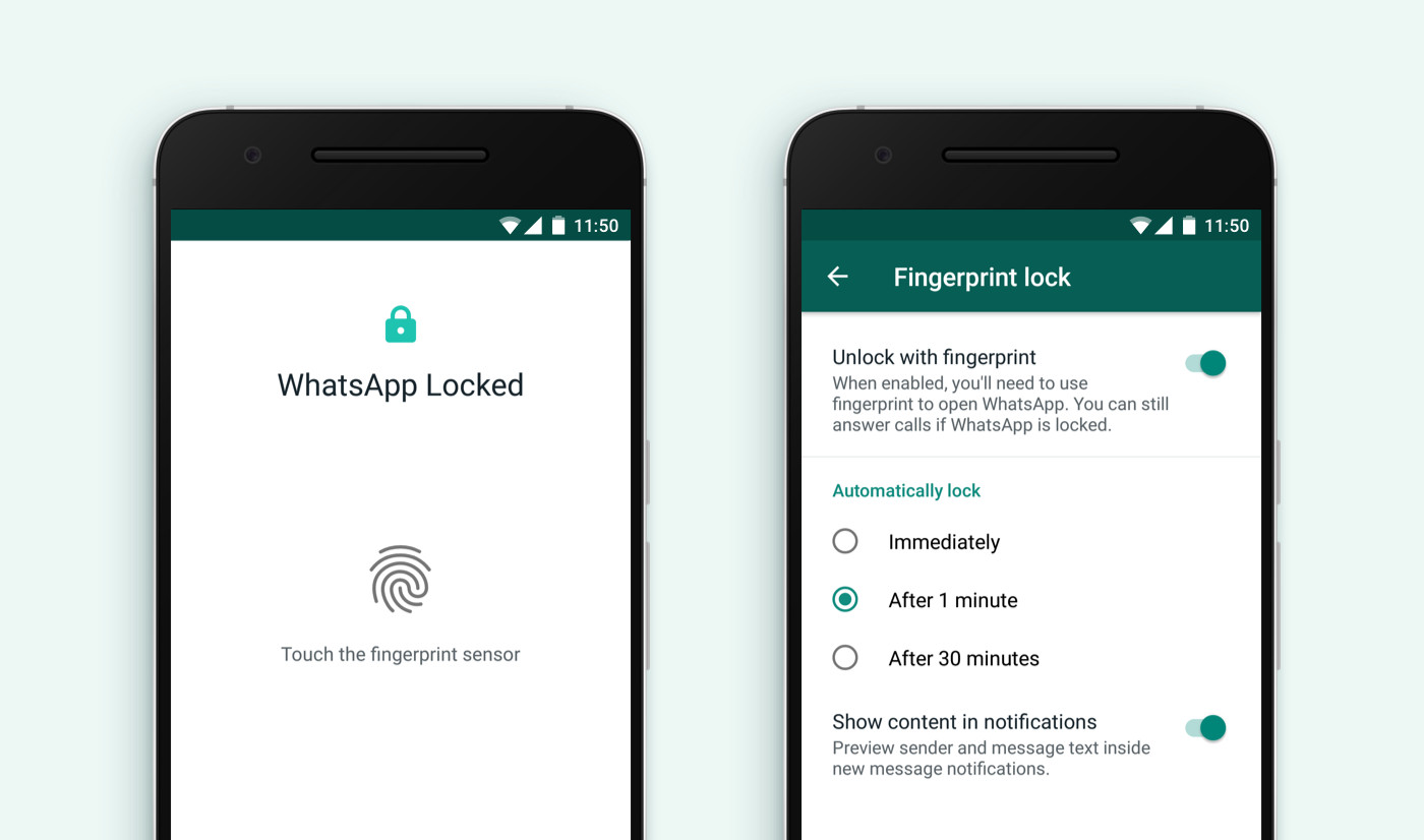 Android fingerprints lock for whatsapp
